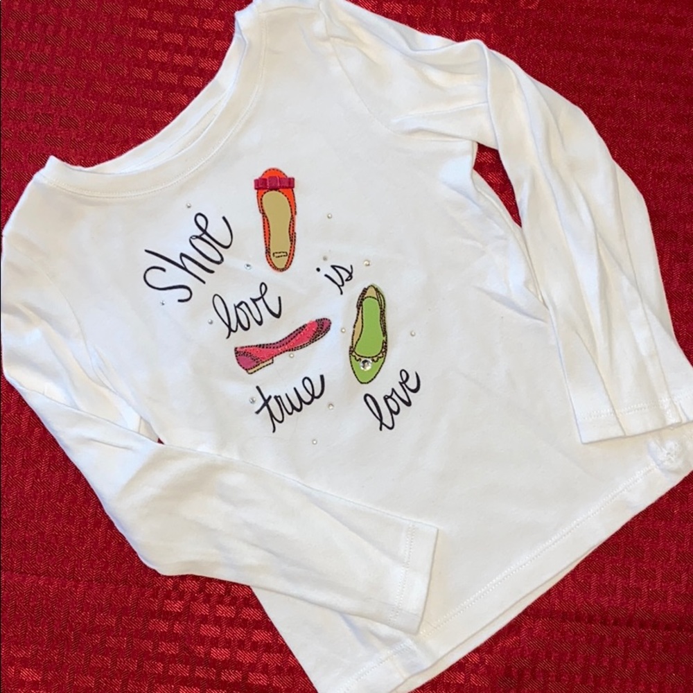 Gymboree girls size 5 long sleeve shoe love top.